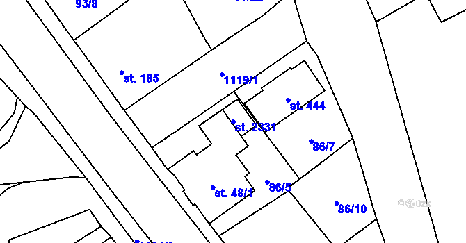 Parcela st. 2331 v KÚ Úšovice, Katastrální mapa