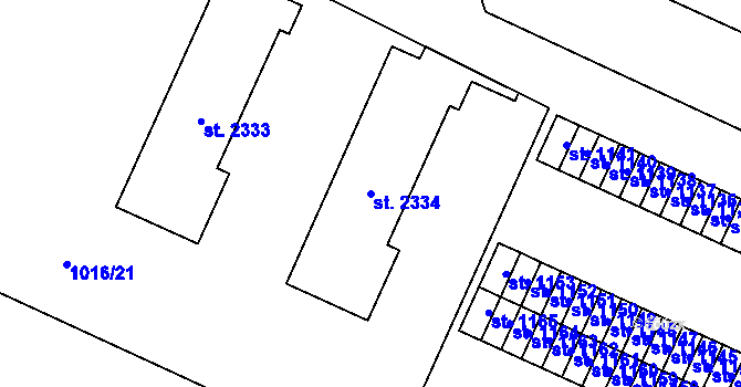 Parcela st. 2334 v KÚ Úšovice, Katastrální mapa