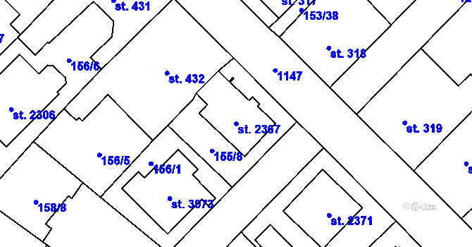 Parcela st. 2367 v KÚ Úšovice, Katastrální mapa