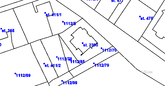 Parcela st. 2390 v KÚ Úšovice, Katastrální mapa