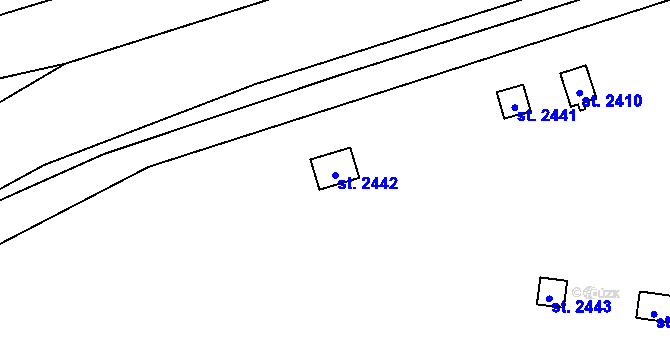 Parcela st. 2442 v KÚ Úšovice, Katastrální mapa