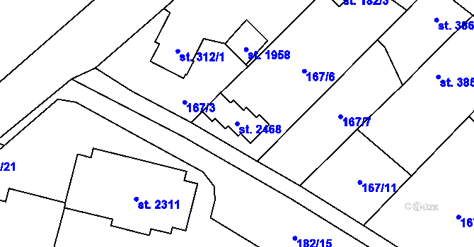 Parcela st. 2468 v KÚ Úšovice, Katastrální mapa