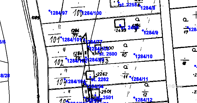 Parcela st. 2500 v KÚ Úšovice, Katastrální mapa