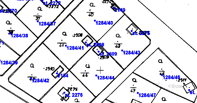 Parcela st. 2509 v KÚ Úšovice, Katastrální mapa