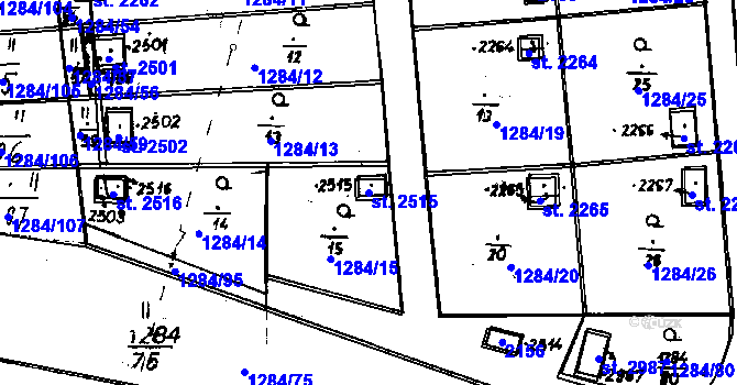 Parcela st. 2515 v KÚ Úšovice, Katastrální mapa