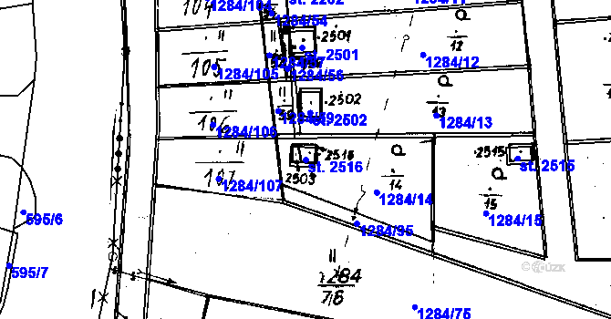 Parcela st. 2516 v KÚ Úšovice, Katastrální mapa