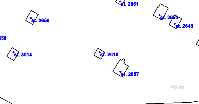 Parcela st. 2618 v KÚ Úšovice, Katastrální mapa