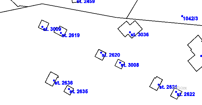 Parcela st. 2620 v KÚ Úšovice, Katastrální mapa