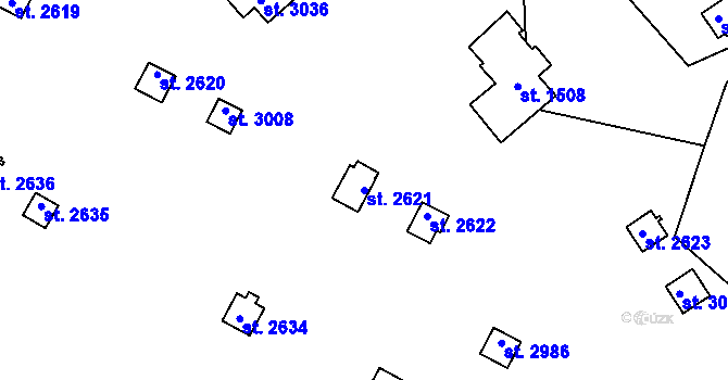 Parcela st. 2621 v KÚ Úšovice, Katastrální mapa