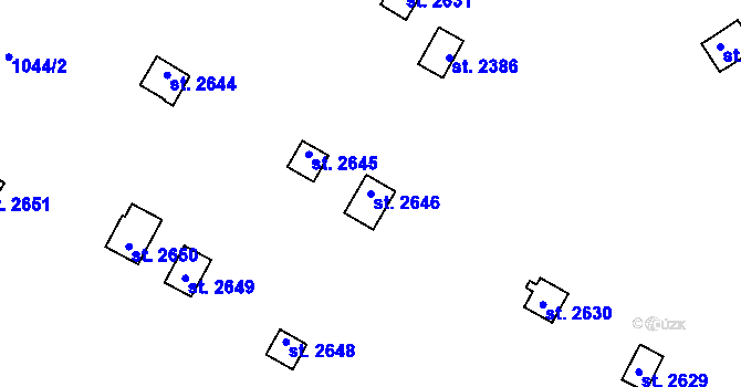 Parcela st. 2646 v KÚ Úšovice, Katastrální mapa
