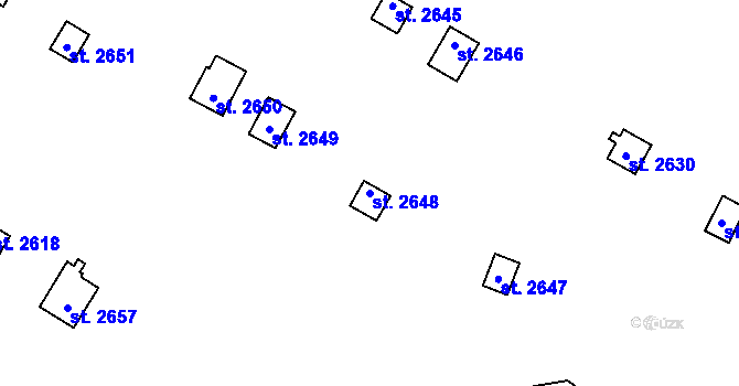 Parcela st. 2648 v KÚ Úšovice, Katastrální mapa