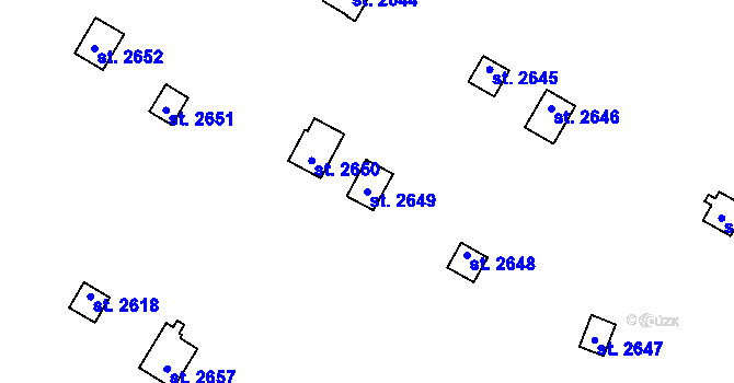 Parcela st. 2649 v KÚ Úšovice, Katastrální mapa