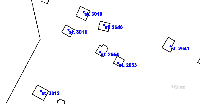 Parcela st. 2654 v KÚ Úšovice, Katastrální mapa