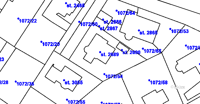Parcela st. 2689 v KÚ Úšovice, Katastrální mapa