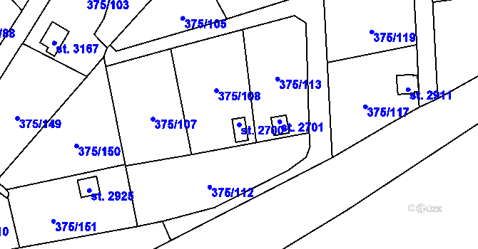 Parcela st. 2700 v KÚ Úšovice, Katastrální mapa