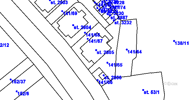 Parcela st. 2805 v KÚ Úšovice, Katastrální mapa