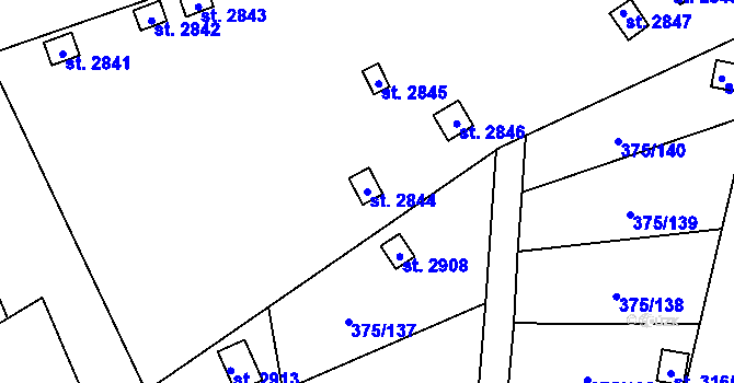 Parcela st. 2844 v KÚ Úšovice, Katastrální mapa
