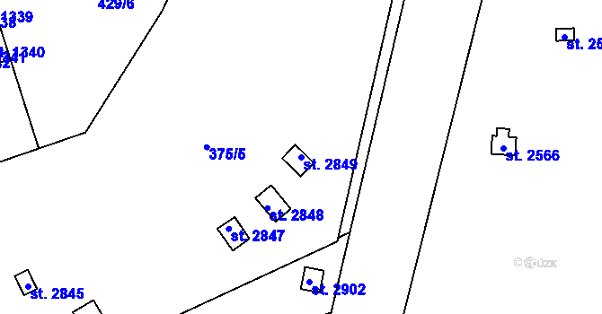 Parcela st. 2849 v KÚ Úšovice, Katastrální mapa