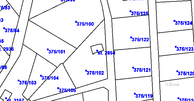 Parcela st. 2854 v KÚ Úšovice, Katastrální mapa