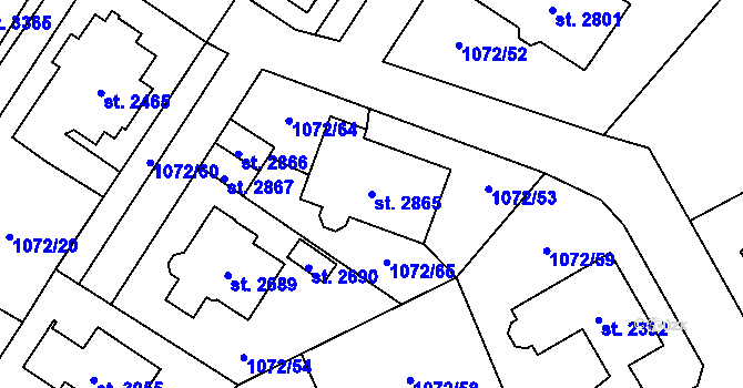Parcela st. 2865 v KÚ Úšovice, Katastrální mapa