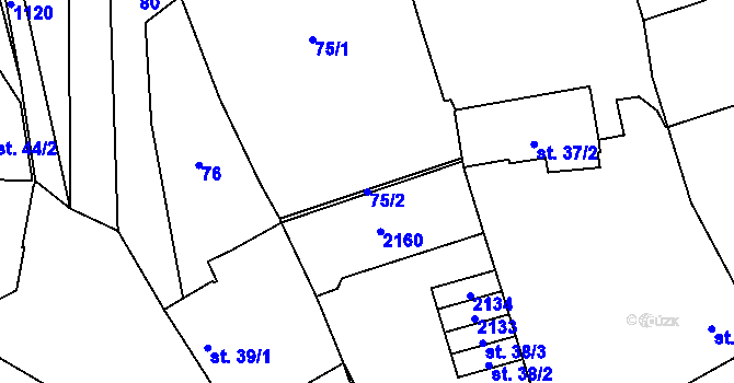 Parcela st. 75/2 v KÚ Úšovice, Katastrální mapa