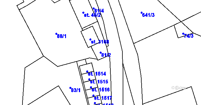 Parcela st. 81/2 v KÚ Úšovice, Katastrální mapa