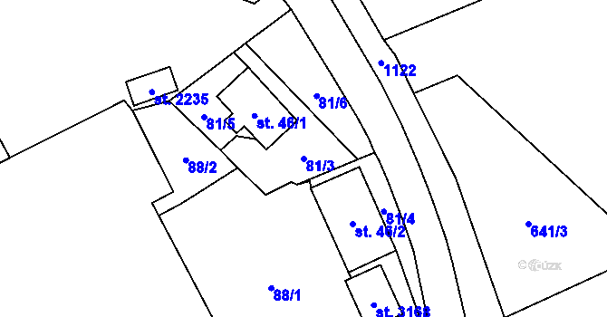 Parcela st. 81/3 v KÚ Úšovice, Katastrální mapa