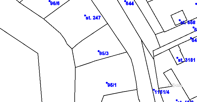 Parcela st. 95/3 v KÚ Úšovice, Katastrální mapa