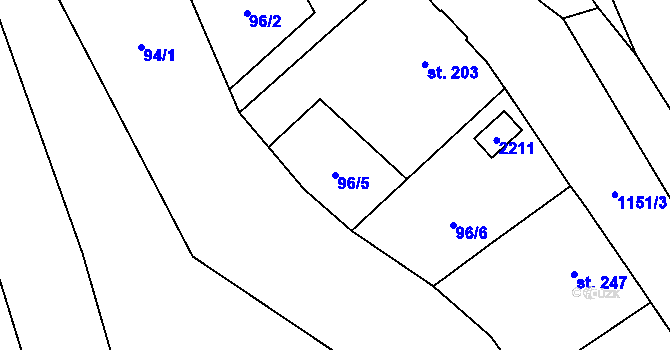 Parcela st. 96/5 v KÚ Úšovice, Katastrální mapa