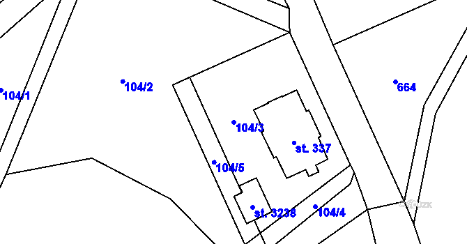 Parcela st. 104/3 v KÚ Úšovice, Katastrální mapa