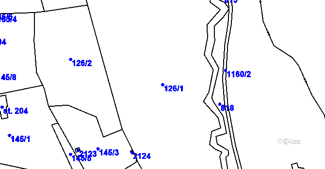 Parcela st. 126/1 v KÚ Úšovice, Katastrální mapa