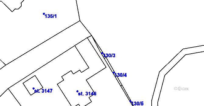 Parcela st. 130/3 v KÚ Úšovice, Katastrální mapa