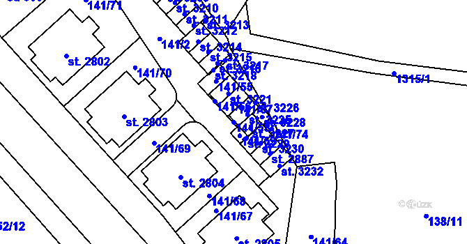 Parcela st. 141/58 v KÚ Úšovice, Katastrální mapa
