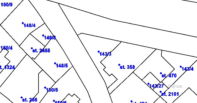 Parcela st. 143/3 v KÚ Úšovice, Katastrální mapa