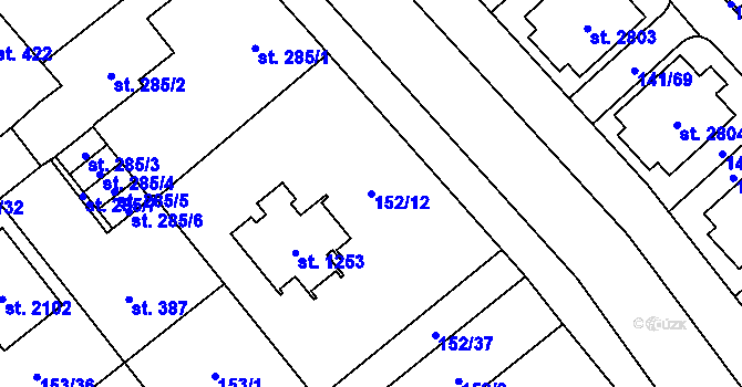 Parcela st. 152/12 v KÚ Úšovice, Katastrální mapa