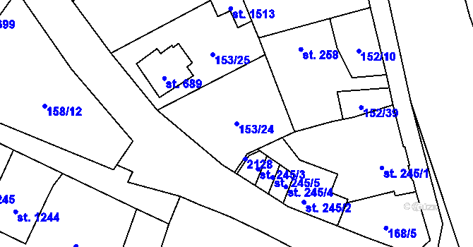 Parcela st. 153/24 v KÚ Úšovice, Katastrální mapa