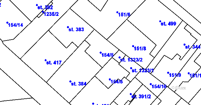 Parcela st. 154/5 v KÚ Úšovice, Katastrální mapa
