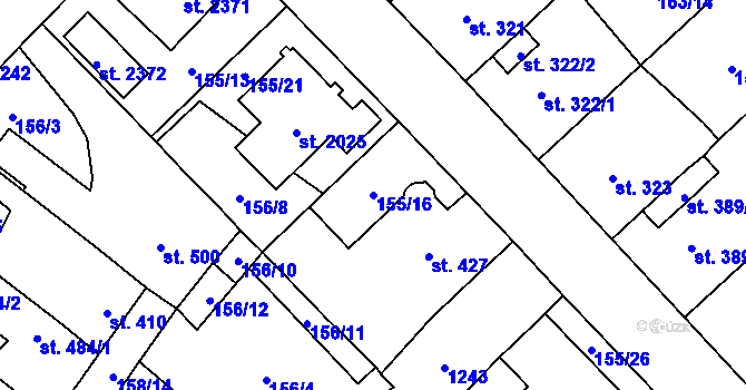 Parcela st. 155/16 v KÚ Úšovice, Katastrální mapa