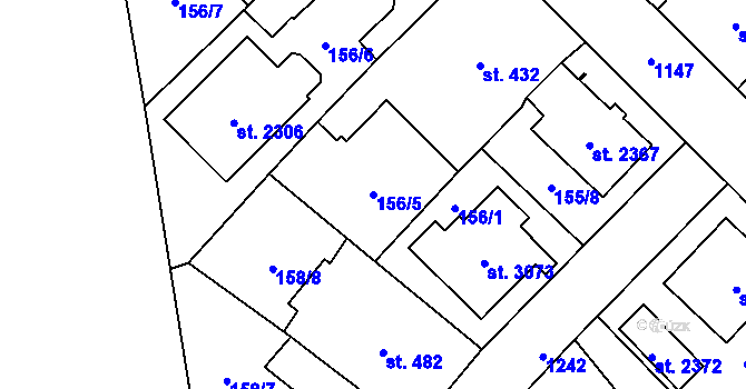 Parcela st. 156/5 v KÚ Úšovice, Katastrální mapa