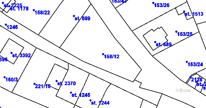 Parcela st. 158/12 v KÚ Úšovice, Katastrální mapa