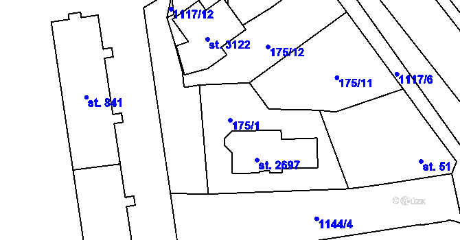 Parcela st. 175/1 v KÚ Úšovice, Katastrální mapa