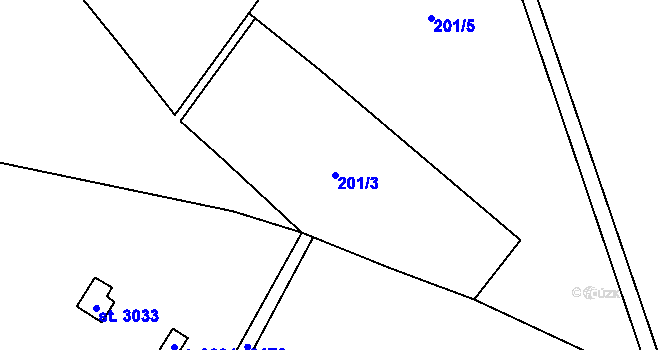 Parcela st. 201/3 v KÚ Úšovice, Katastrální mapa