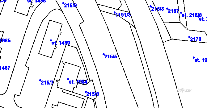 Parcela st. 215/5 v KÚ Úšovice, Katastrální mapa