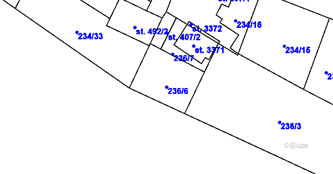 Parcela st. 236/6 v KÚ Úšovice, Katastrální mapa