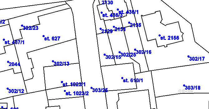 Parcela st. 302/15 v KÚ Úšovice, Katastrální mapa