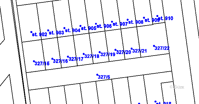 Parcela st. 327/19 v KÚ Úšovice, Katastrální mapa