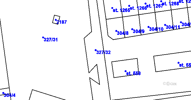 Parcela st. 327/32 v KÚ Úšovice, Katastrální mapa
