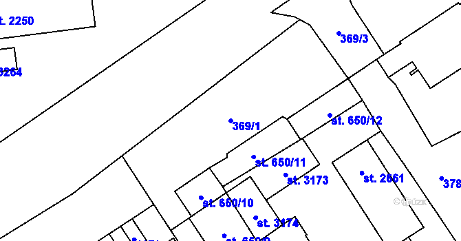 Parcela st. 369/1 v KÚ Úšovice, Katastrální mapa