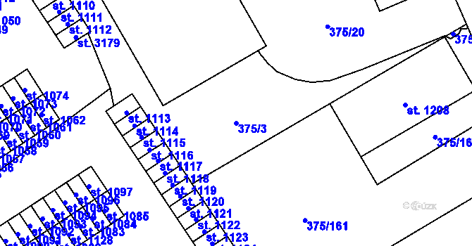 Parcela st. 375/3 v KÚ Úšovice, Katastrální mapa