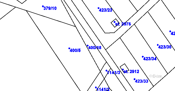 Parcela st. 400/18 v KÚ Úšovice, Katastrální mapa
